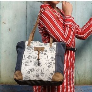 Myra Bag up cycled  Canvas Tote Abstract Key NWT